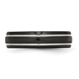 Stainless Steel Grooved & Polished 6mm Black IP-plated Band