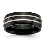 Stainless Steel 8mm Black IP-plated Brushed & Polished Band - shirin-diamonds