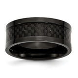 Stainless Steel Polished 9mm Black IP-plated w/Carbon Fiber Inlay Band - shirin-diamonds