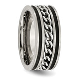 Stainless Steel Chain/Black IP-plated Brushed & Polished 10mm Band