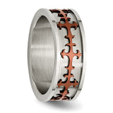 Stainless Steel Brown IP-plated Crosses Ring