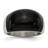 Stainless Steel 12mm Black Cat's Eye Ring - shirin-diamonds