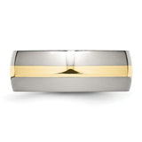 Stainless Steel and 14k Yellow Inlay 8mm Polished Band