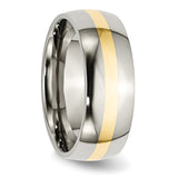 Stainless Steel and 14k Yellow Inlay 8mm Polished Band