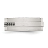 Stainless Steel Polished & Black Diamonds 8mm Band