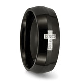 Stainless Steel Black IP-plated with Diamond Cross Ring 9 Size