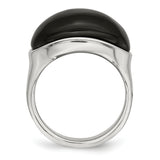 Stainless Steel Black Glass Size 8 Ring SR226