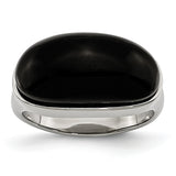 Stainless Steel Black Glass Size 8 Ring SR226 - shirin-diamonds