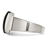 Stainless Steel Black Glass Ring SR228