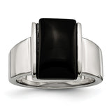 Stainless Steel Black Glass Size 9 Ring SR228 - shirin-diamonds