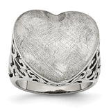 Stainless Steel Matte Heart Size 9 Ring - shirin-diamonds