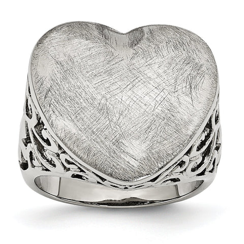 Stainless Steel Matte Heart Size 7 Ring - shirin-diamonds