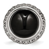 Stainless Steel Black Glass w/Textured Edge Ring SR234