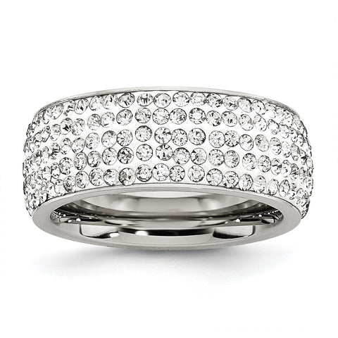 Stainless Steel Crystal 9mm Eternity Ring SR243 - shirin-diamonds