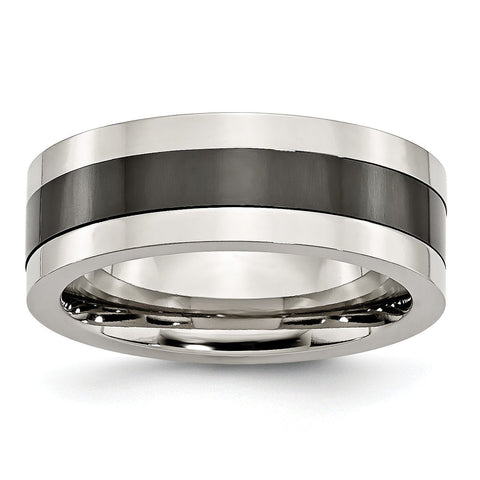 Stainless Steel Base with Polished Black Ceramic Center Band - shirin-diamonds