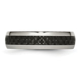 Stainless Steel Polished Black Carbon Fiber Inlay 6mm Band