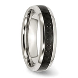 Stainless Steel Polished w/ Black Carbon Fiber Inlay 6mm Band