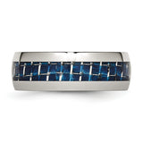 Stainless Steel Blue Carbon Fiber Inlay Polished Band