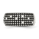 Stainless Steel Crystal Antiqued Ring SR272