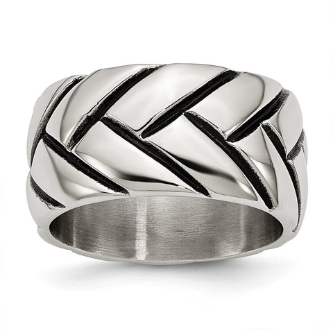 Stainless Steel Polished Braided Design Ring - shirin-diamonds