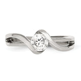 Stainless Steel Polished Round CZ Ring