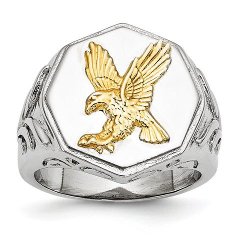 Stainless Steel Yellow IP-plated Eagle Polished Ring - shirin-diamonds