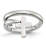 Stainless Steel Twisted Cross Polished Ring - shirin-diamonds
