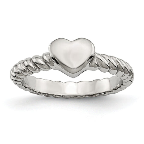 Stainless Steel Polished Twisted Heart Ring - shirin-diamonds