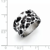 Stainless Steel Polished Black and White Textured Ring