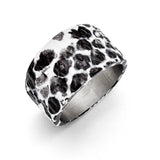 Stainless Steel Polished Black and White Textured Ring - shirin-diamonds