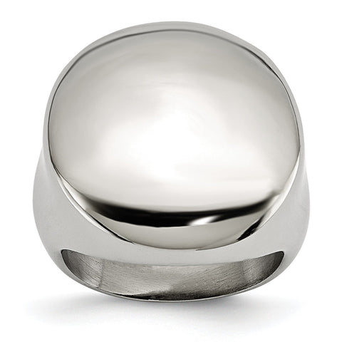 Stainless Steel Polished Circular Signet Ring - shirin-diamonds