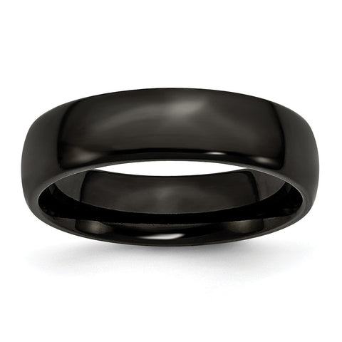Stainless Steel 6mm Black IP-plated Polished Band - shirin-diamonds