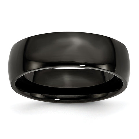 Stainless Steel 7mm Black IP-plated Polished Band - shirin-diamonds