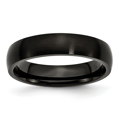 Stainless Steel 5mm Black IP-plated Brushed Band - shirin-diamonds