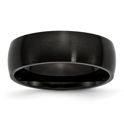 Stainless Steel 7mm Black IP-plated Brushed Band SR318 - shirin-diamonds