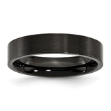 Stainless Steel 5mm Black IP-plated Brushed Flat Band - shirin-diamonds