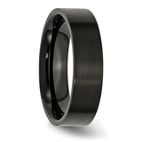 Stainless Steel 6mm Black IP-plated Brushed Flat Band