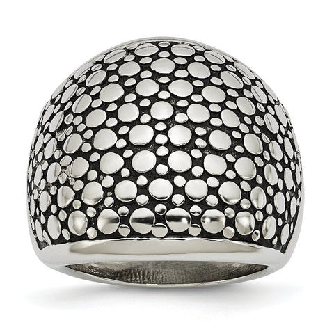 Stainless Steel Polished and Antiqued Ring - shirin-diamonds