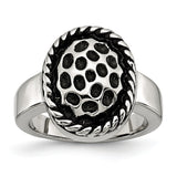 Stainless Steel Polished and Antiqued Ring - shirin-diamonds
