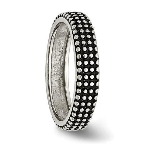 Stainless Steel Polished and Antiqued 5mm Band SR361