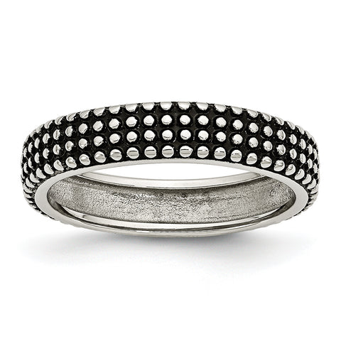 Stainless Steel Polished and Antiqued 5mm Band SR361 - shirin-diamonds