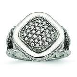 Stainless Steel Polished CZ Square Ring - shirin-diamonds