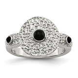 Stainless Steel Polished and Textured Black Onyx Ring SR373 - shirin-diamonds