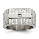 Stainless Steel Brushed and Polished w/CZ Ring - shirin-diamonds