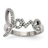Stainless Steel Polished Love with CZs Ring - shirin-diamonds