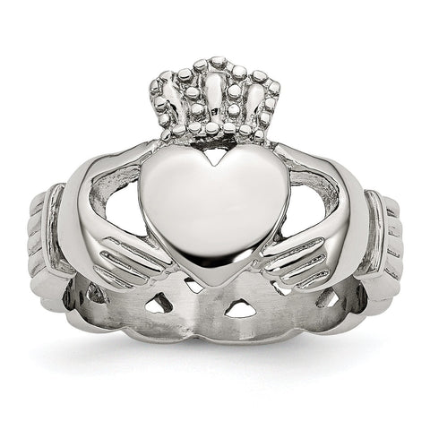 Stainless Steel Polished Braided Claddagh Ring - shirin-diamonds