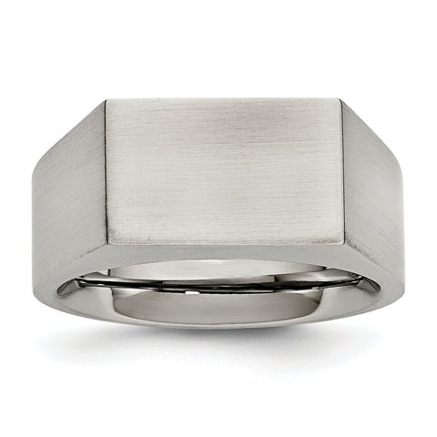 Stainless Steel Polished and Brushed Signet Ring - shirin-diamonds