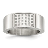Stainless Steel Polished 1/10ct tw. Diamond Ring - shirin-diamonds