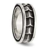 Stainless Steel Polished and Antiqued 9mm Band SR422