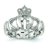 Stainless Steel Polished Claddagh with Cross Ring - shirin-diamonds